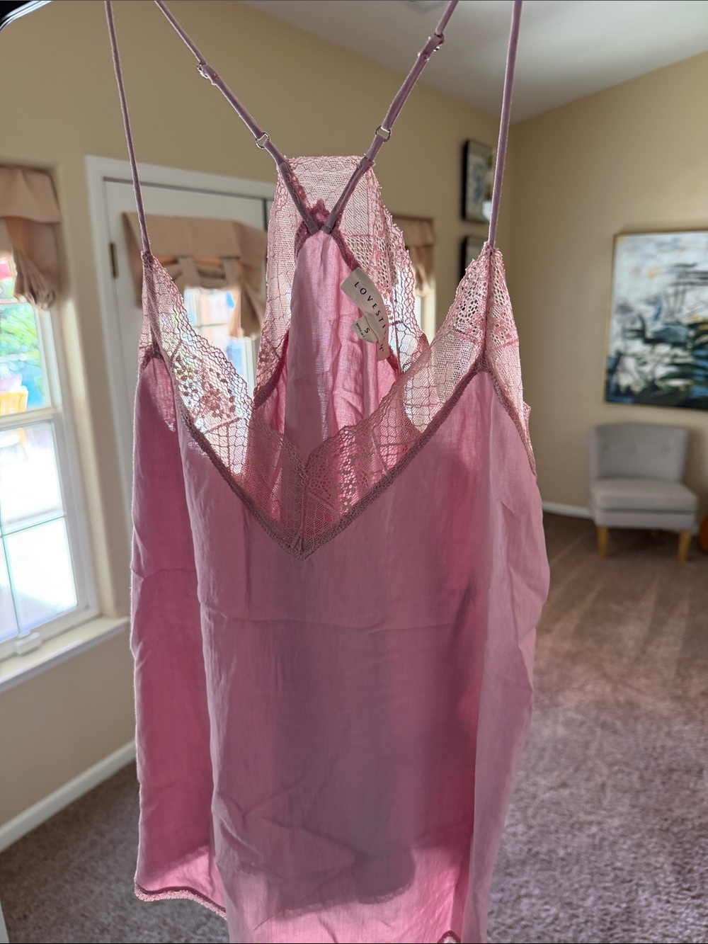 Love Stitch Pink Lace-Trim Chemise